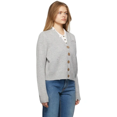 Shop Maison Margiela Grey Wool Distressed Cardigan In 857m Grey