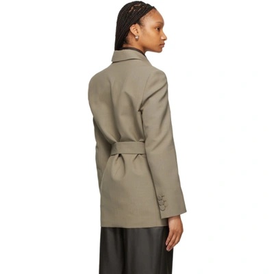 Shop Michael Lo Sordo Taupe Wool Double-breasted Boy Blazer In Stone
