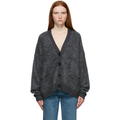 Shop Acne Studios Grey Rives Mohair Cardigan In Aa3 Dark Grey