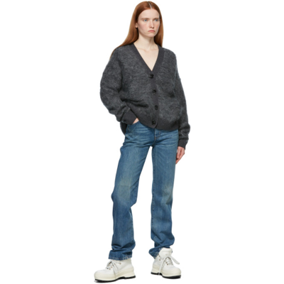 Shop Acne Studios Grey Rives Mohair Cardigan In Aa3 Dark Grey