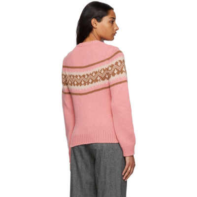 Shop Apc Pink Elizabeth Jacquard Sweater In Faa Pink