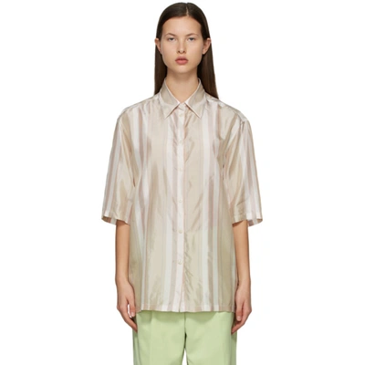 Shop Acne Studios Beige & Red Striped Short Sleeve Shirt In Ai1 Redbrow