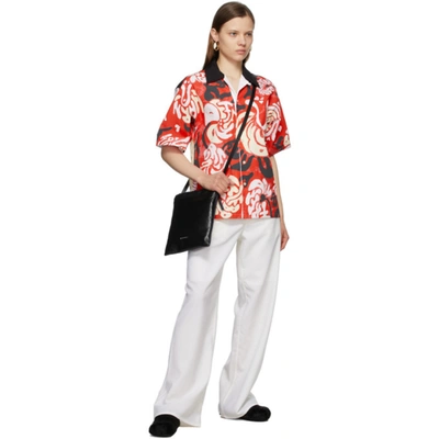 Shop Marni Red Printed Graphic Short Sleeve Shirt In Y4444 White-black-r