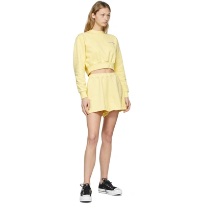 Shop Opening Ceremony Yellow Warped Logo Sweat Shorts In Lemon White