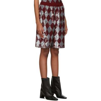 Ashish Burgundy Silver Sequin Basketball Shorts In Maroon Harlequin ModeSens