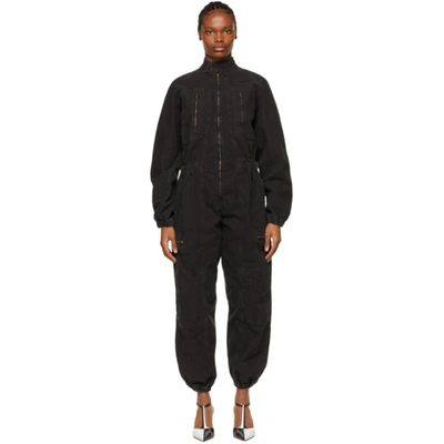 Shop Agolde Black Marin Utility Zip Jumpsuit