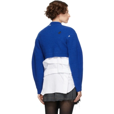 Shop Ader Error Blue Cropped Twile Cardigan