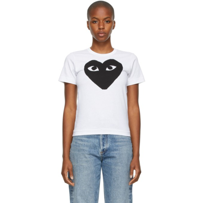 Comme Des Garçons Play White & Black Large Heart T-shirt | ModeSens
