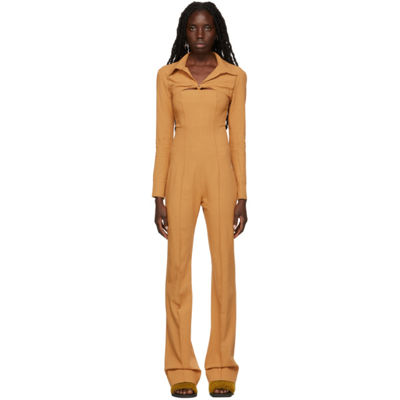 Shop Jacquemus Tan La Montagne 'la Combinaison Asao' Jumpsuit In 830 Camel