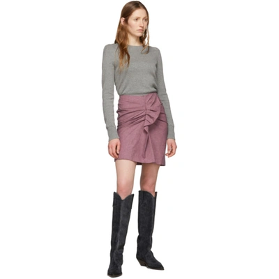 Shop Isabel Marant Étoile Purple & Black Linen Ines Skirt In 40rw Rosewo