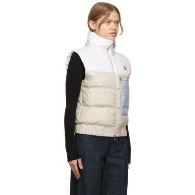 Shop Moncler White & Beige Down Criel Vest In 201 Beige/blue