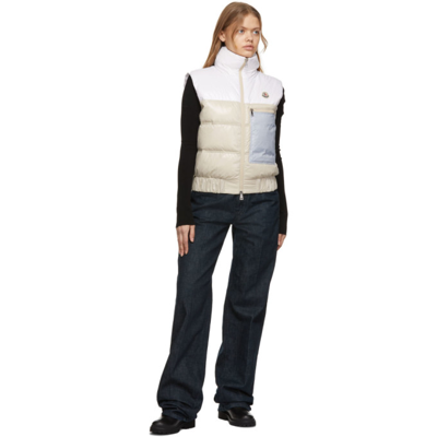 Shop Moncler White & Beige Down Criel Vest In 201 Beige/blue