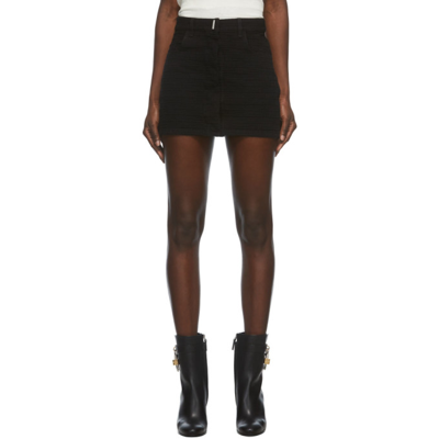 Shop Givenchy Black Jacquard Logo Denim Skirt In 001 Black