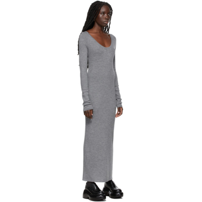 Shop Totême Wool Ribbed Dress In 370 Dark Grey