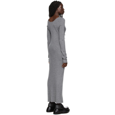 Shop Totême Wool Ribbed Dress In 370 Dark Grey