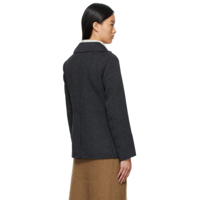 Shop 's Max Mara Grey Wool Angora Jacket In 052 Grey