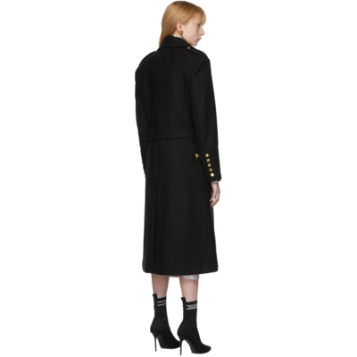 Shop Balmain Black Double Breasted Coat In 0pa Noir