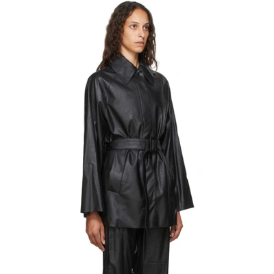 Shop Mm6 Maison Margiela Black Faux-leather Shirt Jacket In 900 Black