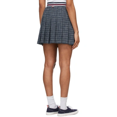 Shop Thom Browne Blue Tweed Small Hairline Check Miniskirt In 415 Navy