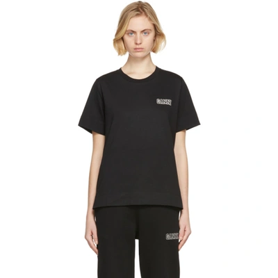 Shop Ganni Black Thin Software Jersey T-shirt In 099 Black