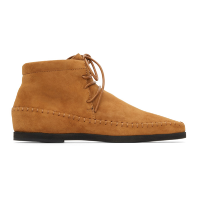 Shop Totême Suede High Top Moccasins In 866 Cognac