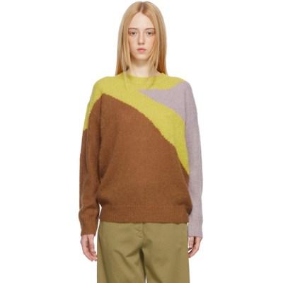 Shop Dries Van Noten Yellow & Brown Alpaca Color Block Sweater In 701 Rust