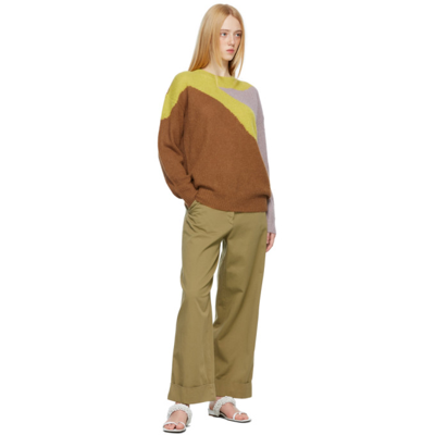Shop Dries Van Noten Yellow & Brown Alpaca Color Block Sweater In 701 Rust