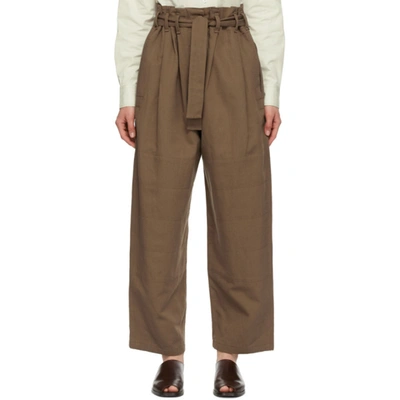 Shop Lemaire Brown Judo Trousers In 431 Hazelnu