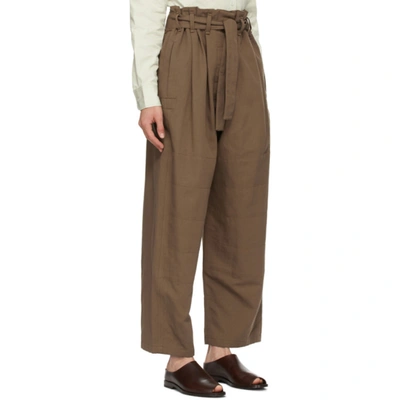 Shop Lemaire Brown Judo Trousers In 431 Hazelnu