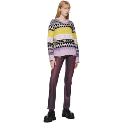 Shop Msgm Multicolor Distressed Crewneck Sweater In 03 Multi