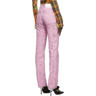 Shop Msgm Pink Crackle Denim Jeans In 12 Pink