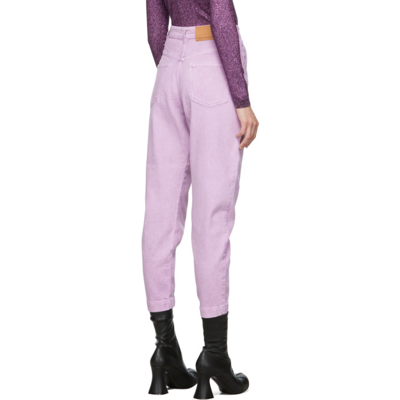 Shop Stella Mccartney Embroidered Logo Cropped Jeans In 5004 Marble Lilac