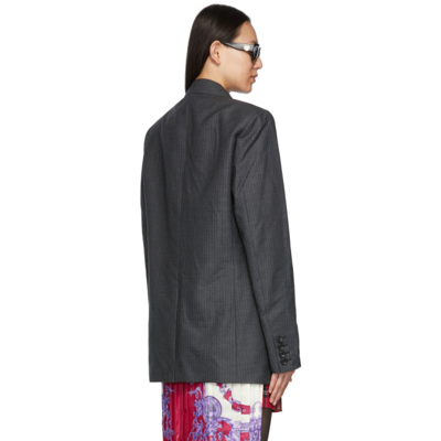 Shop Junya Watanabe Pinstripe Wool Blazer In 1 Charcoal/grey