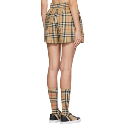 Shop Burberry Beige Check Audrey Shorts In Archive Beige Ip Chk