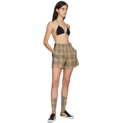 Shop Burberry Beige Check Audrey Shorts In Archive Beige Ip Chk