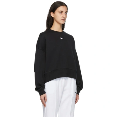 Shop Nike Black Nsw Essentials Fleece Sweatshirt In Black/white