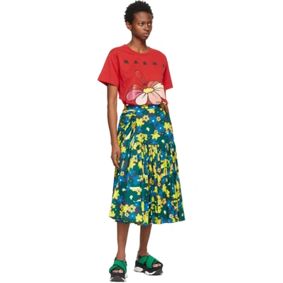 Shop Marni Red Flower T-shirt In 00r66 Red