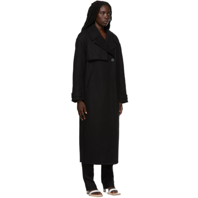 Shop Jacquemus Black Sabe Trench Coat In 990 Black