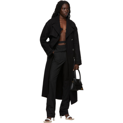 Shop Jacquemus Black Sabe Trench Coat In 990 Black