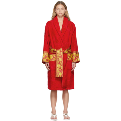 Shop Versace Red Medusa Amplified Robe In Z7012 Rosso-oro