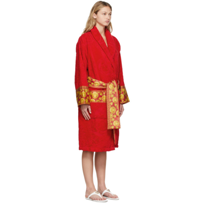 Shop Versace Red Medusa Amplified Robe In Z7012 Rosso-oro