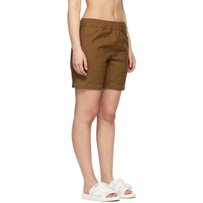 Shop Ader Error Brown Distressed Shorts In Beige