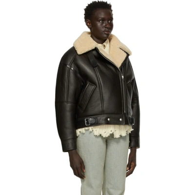 Shop Acne Studios Brown Lakota Shearling Aviator Jacket In Aip Dk Brow