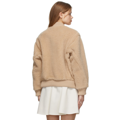 Shop Max Mara Beige Teddy Bomber In 009 Albino