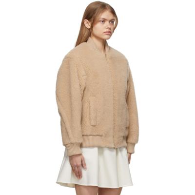 Shop Max Mara Beige Teddy Bomber In 009 Albino