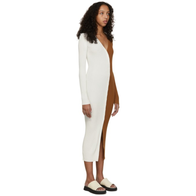 Shop Staud White & Tan Shoko Sweater Dress In Tan/white