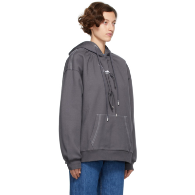 Ader Error Grey Admore Logo Hoodie | ModeSens