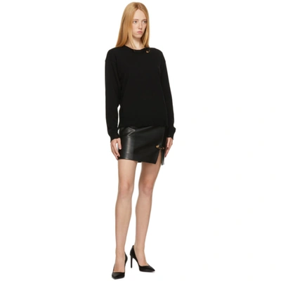 Shop Versace Black Nappa Leather Miniskirt In A1008 Black