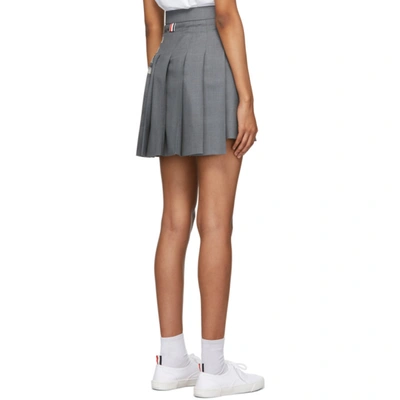 Shop Thom Browne Grey Wool 4-bar Pleated Miniskirt In 035 Med Gre