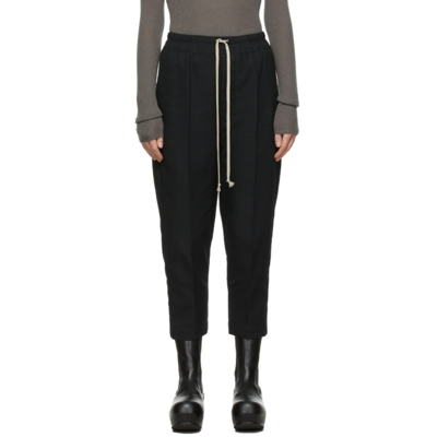 Rick Owens Black Tailoring Drawstring Cropped Trousers | ModeSens